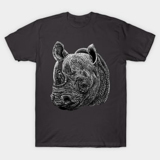 Black rhino animal ink illustration T-Shirt